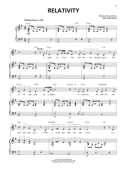 page one of Relativity (from The Theory Of Relativity) (Piano & Vocal)