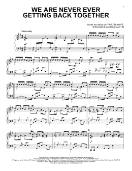 page one of We Are Never Ever Getting Back Together (Piano Solo)