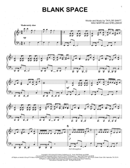 page one of Blank Space (Piano Solo)