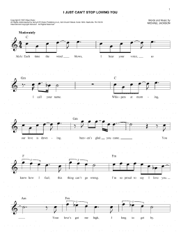 page one of I Just Can't Stop Loving You (Easy Lead Sheet / Fake Book)