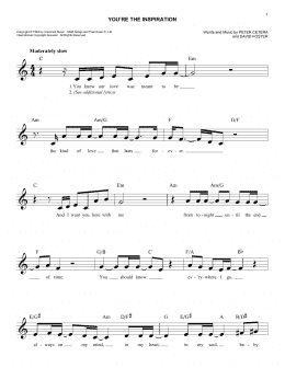 page one of You're The Inspiration (Easy Lead Sheet / Fake Book)