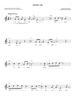 page one of The Way I Am (Easy Lead Sheet / Fake Book)