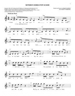page one of Nothing's Gonna Stop Us Now (Easy Lead Sheet / Fake Book)