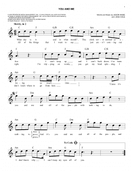 page one of You And Me (Easy Lead Sheet / Fake Book)