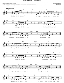 page one of How Long Will I Love You (Easy Lead Sheet / Fake Book)