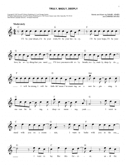 page one of Truly, Madly, Deeply (Lead Sheet / Fake Book)