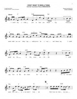 page one of I Don't Want To Miss A Thing (Lead Sheet / Fake Book)