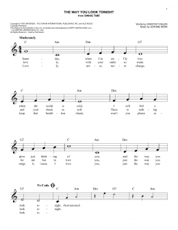 page one of The Way You Look Tonight (Easy Lead Sheet / Fake Book)