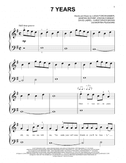 page one of 7 Years (Beginning Piano Solo)