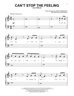page one of Can't Stop The Feeling (Beginning Piano Solo)