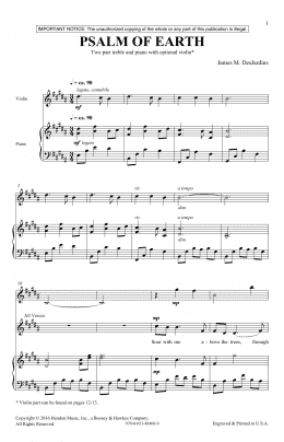 page one of Psalm Of Earth (2-Part Choir)
