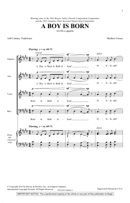page one of A Boy Is Born (SATB Choir)