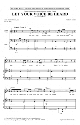 page one of Let Your Voice Be Heard (Unison Choir)