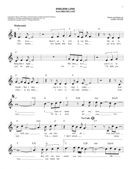 page one of Endless Love (Easy Lead Sheet / Fake Book)