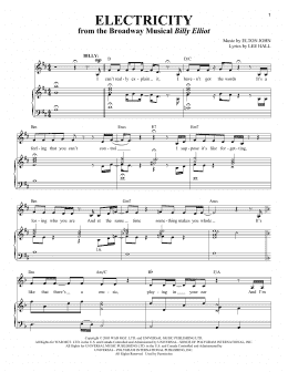 page one of Electricity (Piano & Vocal)