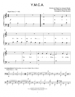page one of Y.M.C.A. (arr. Phillip Keveren) (Educational Piano)