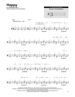 page one of Happy (Drums Transcription)
