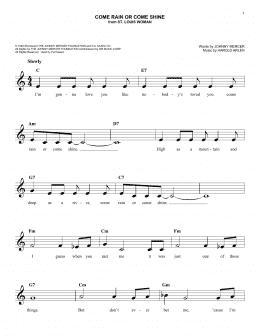 page one of Come Rain Or Come Shine (Easy Lead Sheet / Fake Book)