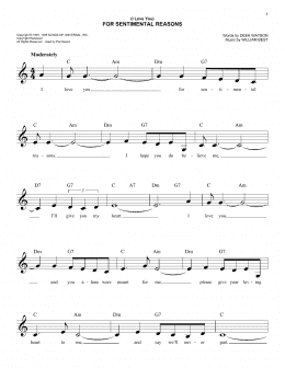 page one of (I Love You) For Sentimental Reasons (Easy Lead Sheet / Fake Book)
