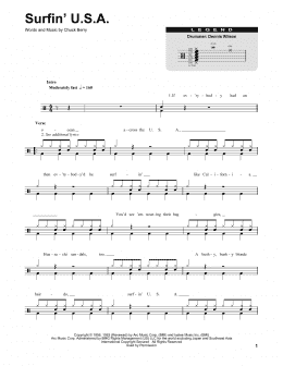 page one of Surfin' U.S.A. (Drums Transcription)