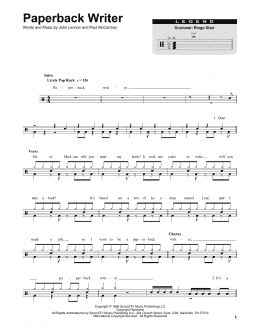 page one of Paperback Writer (Drums Transcription)