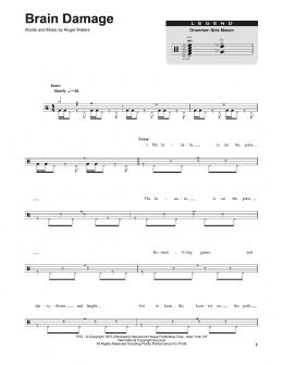 page one of Brain Damage (Drums Transcription)