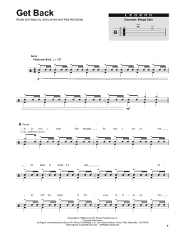 page one of Get Back (Drums Transcription)