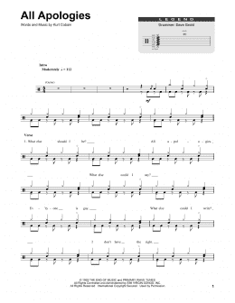 page one of All Apologies (Drums Transcription)