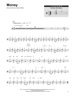 page one of Money (Drums Transcription)