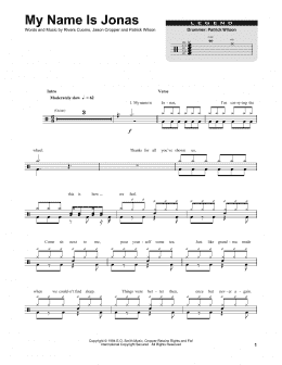 page one of My Name Is Jonas (Drums Transcription)