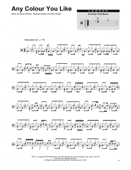 page one of Any Colour You Like (Drums Transcription)