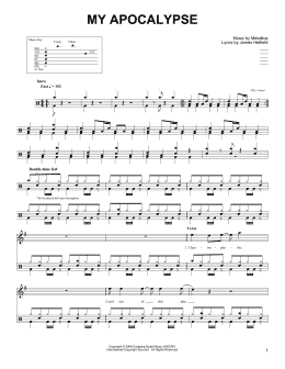 page one of My Apocalypse (Drums Transcription)