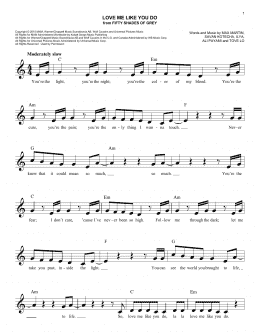 page one of Love Me Like You Do (Easy Lead Sheet / Fake Book)