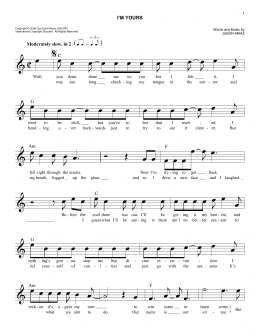 page one of I'm Yours (Easy Lead Sheet / Fake Book)