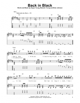 page one of Back In Black (Easy Guitar Tab)