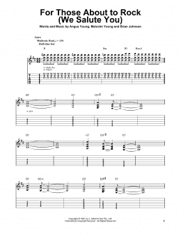 page one of For Those About To Rock (We Salute You) (Easy Guitar Tab)