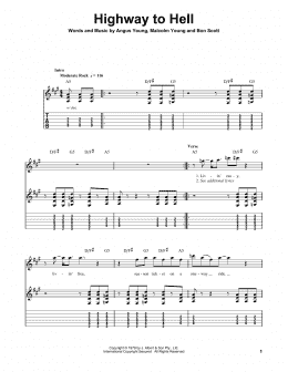 page one of Highway To Hell (Easy Guitar Tab)