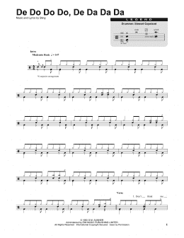 page one of De Do Do Do, De Da Da Da (Drums Transcription)