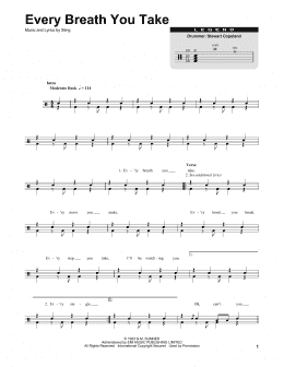 page one of Every Breath You Take (Drums Transcription)