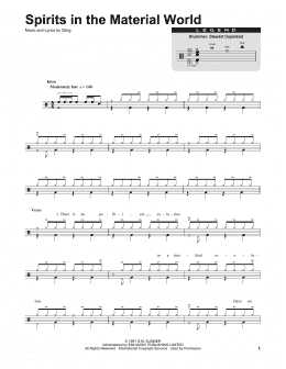 page one of Spirits In The Material World (Drums Transcription)