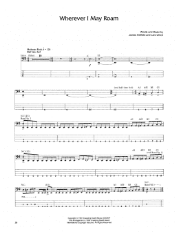 page one of Wherever I May Roam (Bass Guitar Tab)