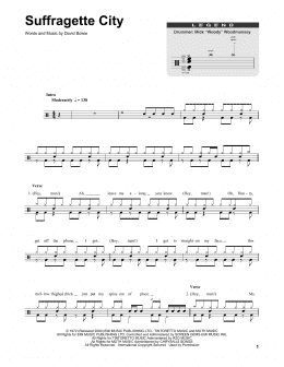 page one of Suffragette City (Drums Transcription)