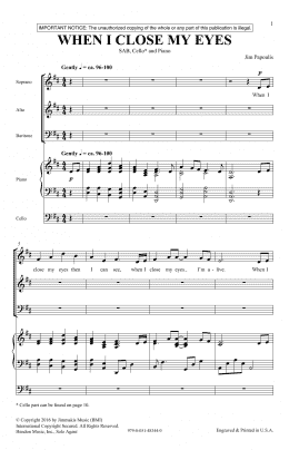 page one of When I Close My Eyes (SAB Choir)