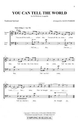 page one of You Can Tell The World (SATB Choir)