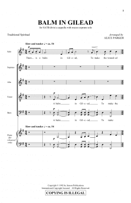 page one of Balm In Gilead (SATB Choir)
