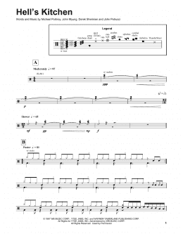 page one of Hell's Kitchen (Drums Transcription)