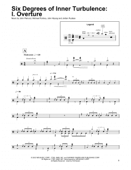 page one of Six Degrees Of Inner Turbulence: I. Overture (Drums Transcription)