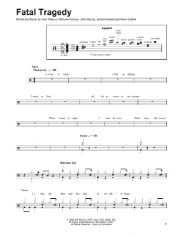 page one of Fatal Tragedy (Drums Transcription)