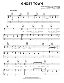 page one of Ghost Town (Piano, Vocal & Guitar Chords (Right-Hand Melody))