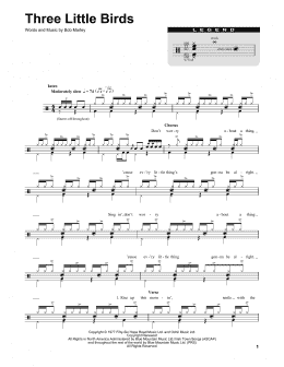 page one of Three Little Birds (Drums Transcription)
